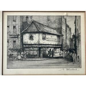 Edward Sharland Etching Print Old Curiosity Shop Charles Dickens Holborn London
